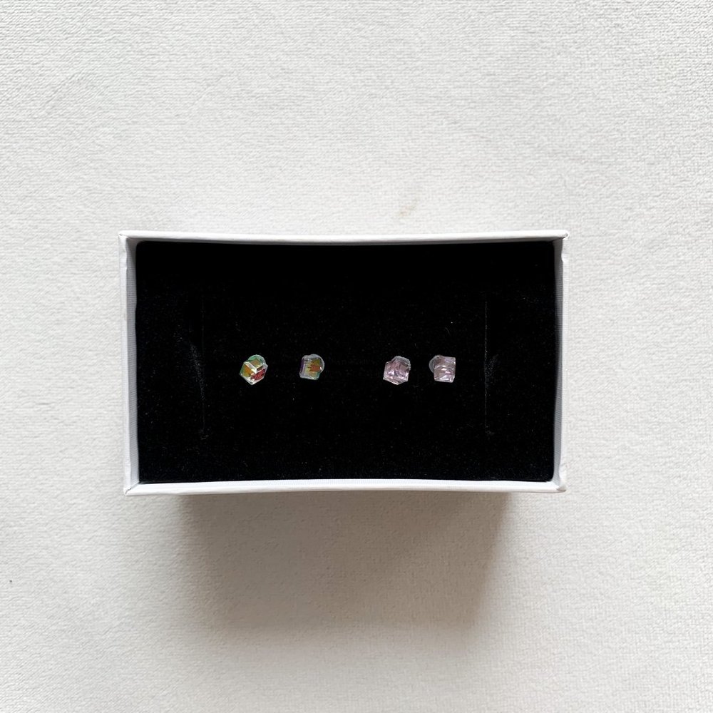Asos Pink Cube Stud Earring Set